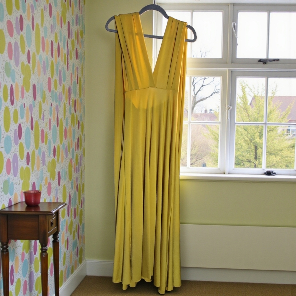 Elegant Yellow Multi-Way Backless Maxi Dress One Size